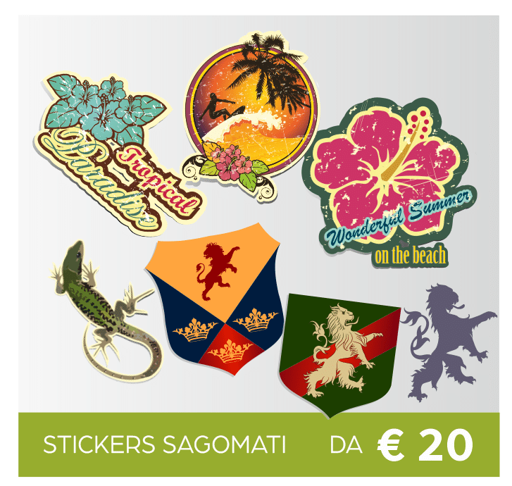stickers etichette sagomate su misura